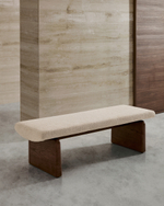 Topaz Скамья из бежевого шенилла и массива ясеня с отделкой под орех 150 см