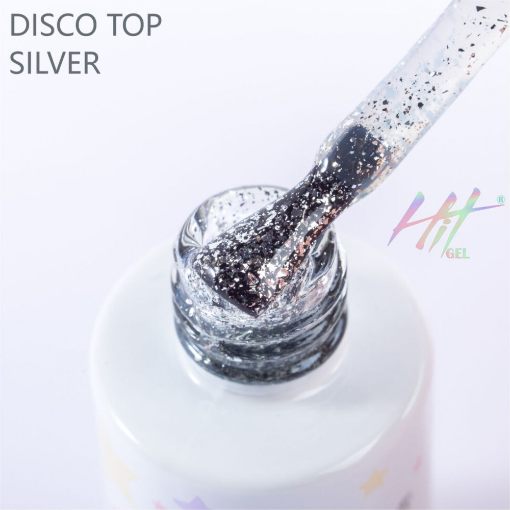 Disco top без липкого слоя ТМ "HIT gel" silver, 9 мл