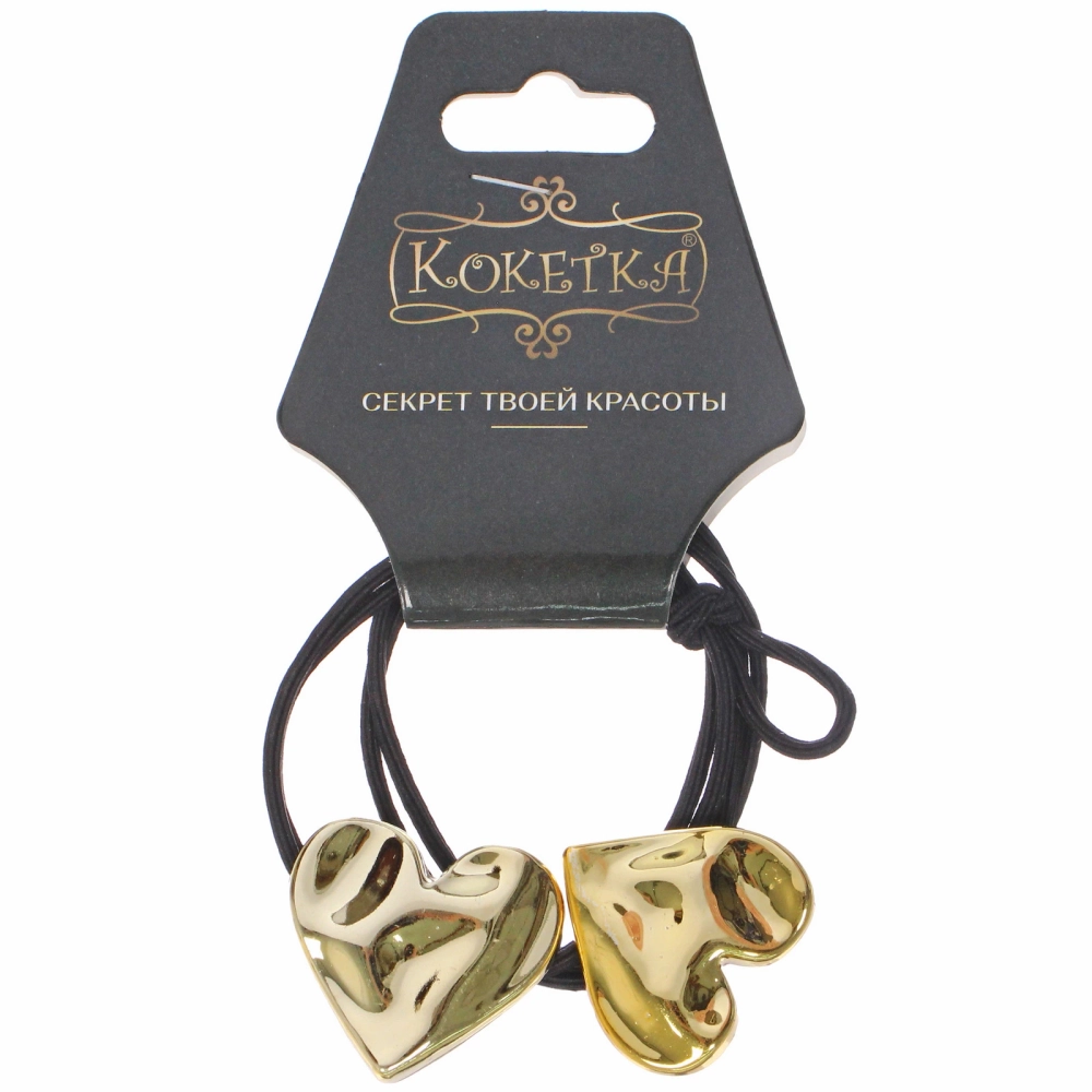 Резинка для волос в наборе 2шт «DesignPRO», цвет черный / золото , 3*3см