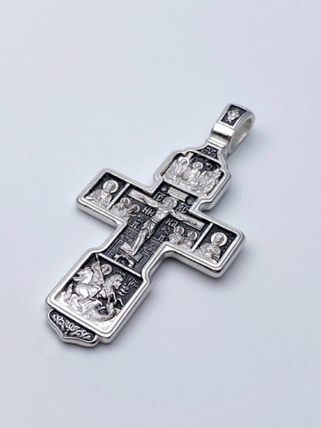 Крест из серебра/Частичное чернение/Архангел Михаил