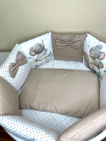 Комплект в кроватку 18 предметов "Мышка" бежевый, сатин