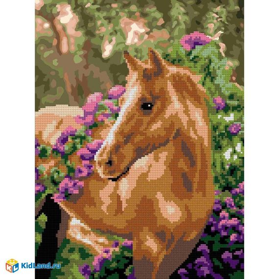 Almazlı Mozaika Lori 30*40 Сm частичное заполнение &quot;Лошадка в цветах&quot;