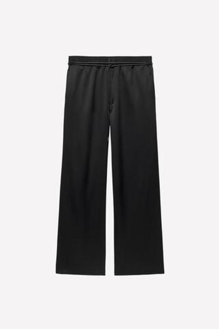 ZARA X LUDOVIC DE SAINT SERNIN БРЮКИ ВИСКОЗНО-ШЕРСТЯНЫЕ С ПОЯСОМ, ЧЕРНЫЙ