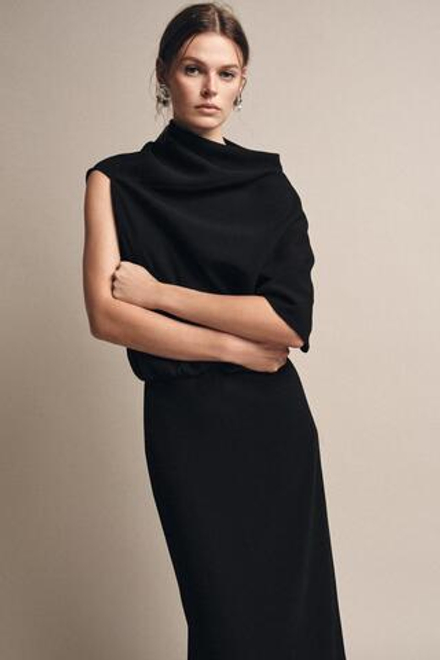 ZARA АСИММЕТРИЧНОЕ ПЛАТЬЕ ZW COLLECTION, ЧЕРНЫЙ