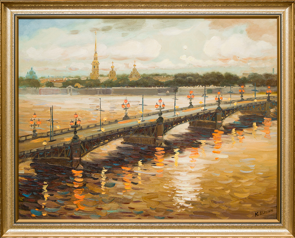 Картина маслом "Троицкий мост" Ильин