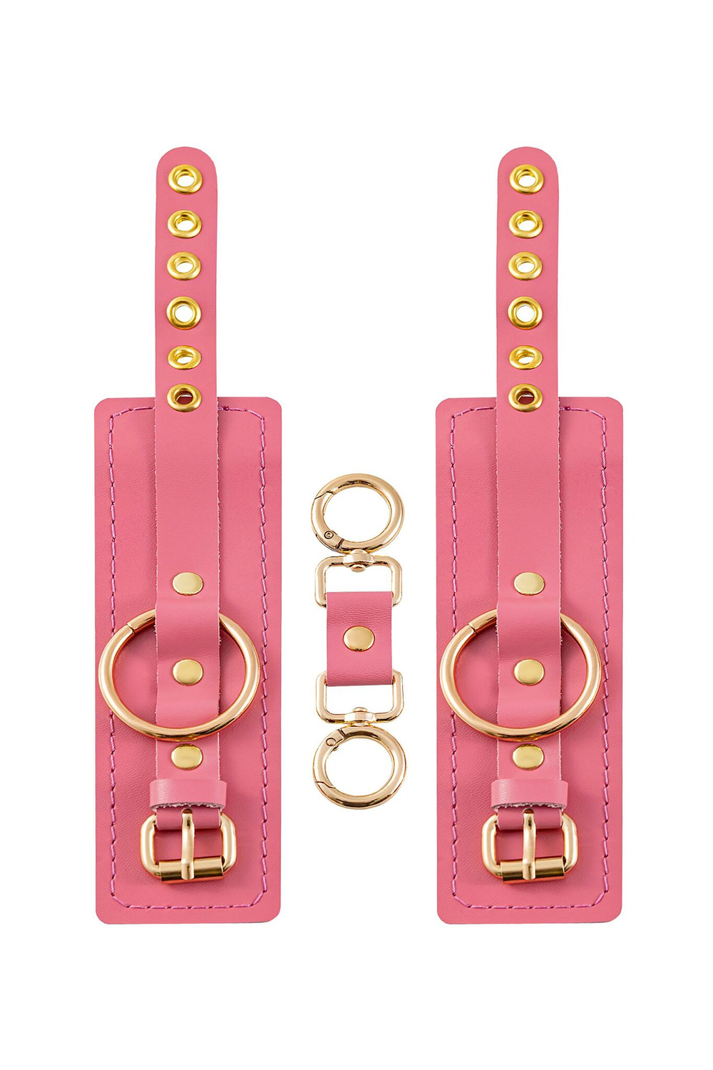 Розовые однослойные кожаные наручники (Цвет: розовый)