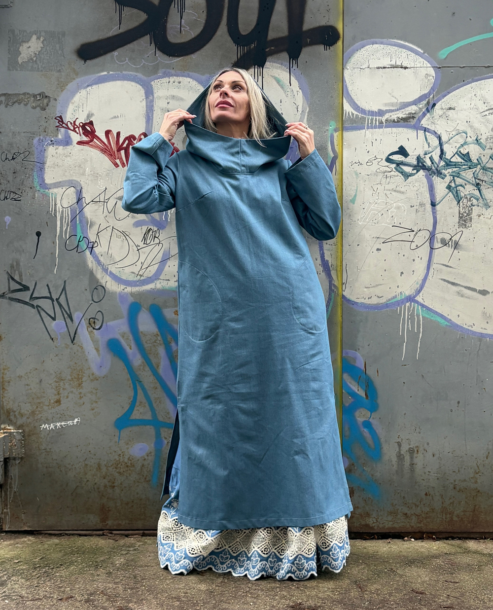 Юбка / с вышивкой / джинс голубой