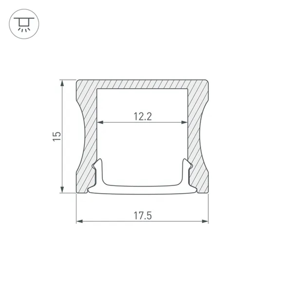 Профиль с экраном ALU-SLIM-H15-2000 ANOD+FROST (Arlight, Алюминий) 018246