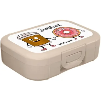 Ланч-бокс детский 0,85л «Кофе с пончиком» бежевый