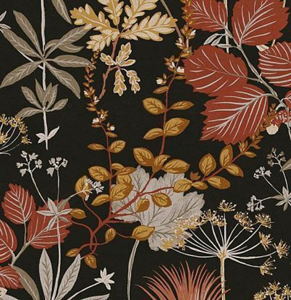 Крупнораппортный растительный дизайн с листьями