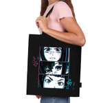 Сумка шоппер BRAUBERG PREMIUM, канвас, 40×35 см, на кнопке, карман, черный, «Anime face».