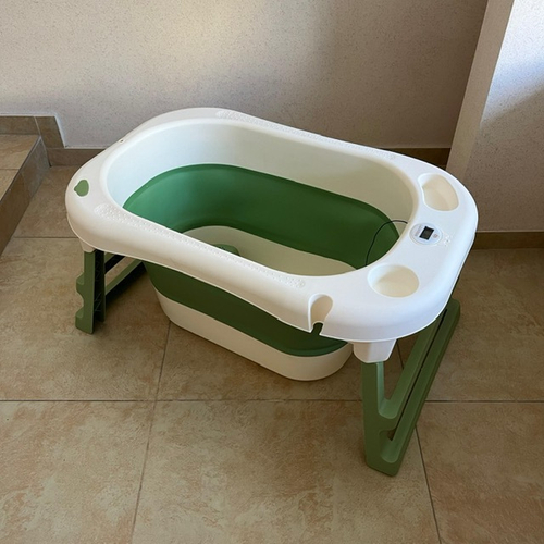 Детская ванна Luxmom складная со сливом и термометром (зеленый)