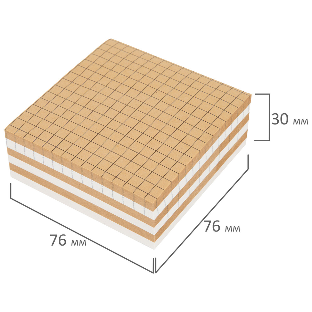 Блок самоклеящийся крафтовый (стикеры) BRAUBERG MULTI KRAFT 76х76 мм 300 листов (6 штук в упаковке)