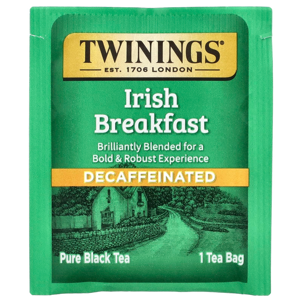 Twinings, Чистый черный чай, ирландский завтрак, без кофеина, 20 чайных пакетиков, 40 г (1,41 унции)