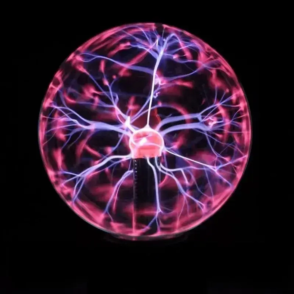 Ассорти товаров Плазменная лампа реагирующия на прикосновения "Магический шар с молниями", 8 см, черный