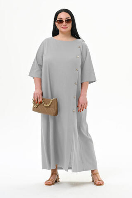 Платье с декоративной планкой, жемчужное