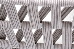 "Диего" кресло плетеное из роупа, основание дуб, каркас алюминий светло-серый (RAL7035) муар, роуп бежевый круглый, ткань бежевая 052