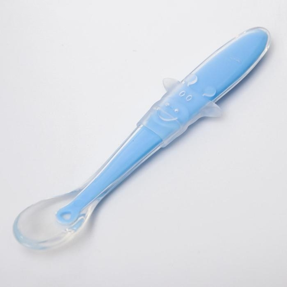 4768003 Ложка силиконовая детская "Жирафик", цвет голубой