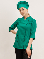 Китель повара Изумруд с черным кантом