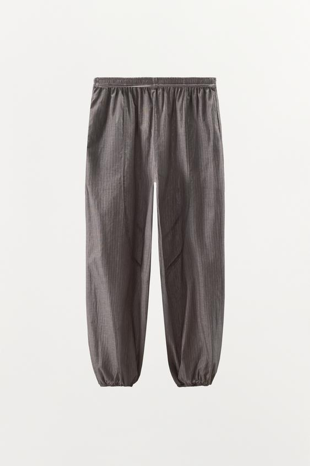 ZARA ШИРОКИЕ БРЮКИ В ПОЛОСКУ С ПОЯСОМ, СЕРЫЙ