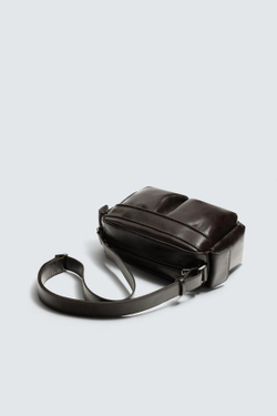 ZARA КОЖАНАЯ СУМКА ЧЕРЕЗ ПЛЕЧО, КОРИЧНЕВЫЙ