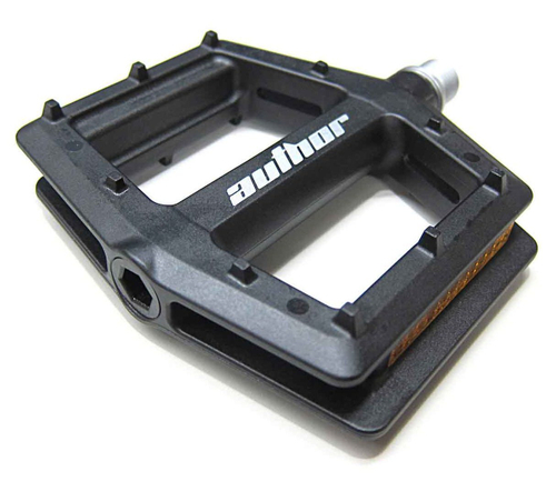 Педали нейлон BMX APD-F13-Nylon широкие с отраж. ось Cr-Mo герм. подш. 290г черные AUTHOR