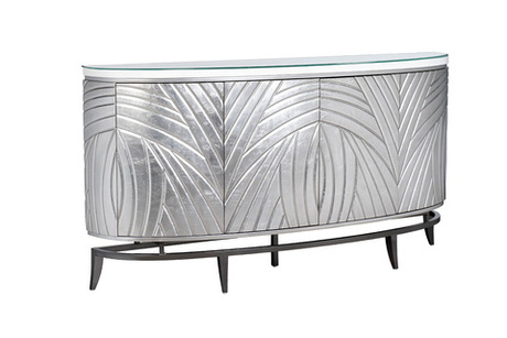 Комод округлый с дверцами 97x41x182см Garda Decor серебристый