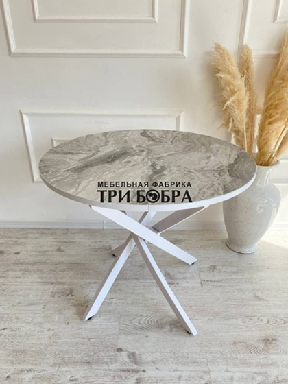 Кухонный круглый стол "Серый гранит"