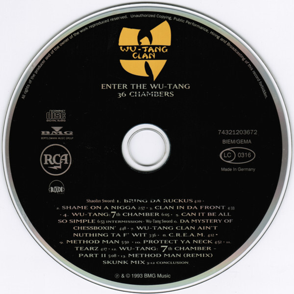 CD Wu-Tang Clan - Enter The Wu-Tang (36 Chambers) (Европа 1994г.)