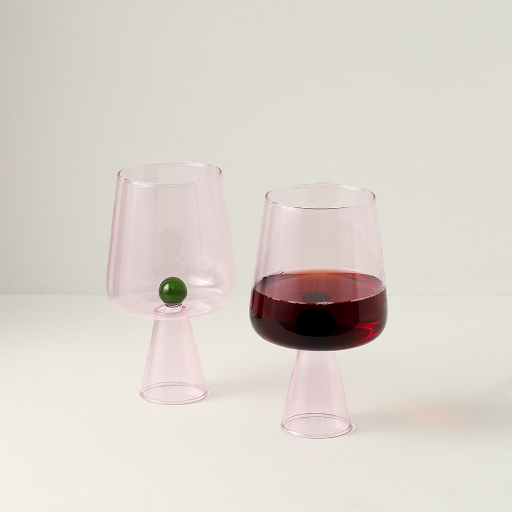 Набор бокалов для вина orb, 400 мл, розовый/зеленый, 2 шт.