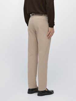 Massimo Dutti Зауженные брюки из смесовой хлопковой ткани, бежевый