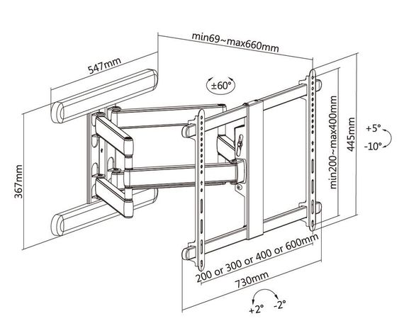Кронштейн настенный выдвижной Exell EXi-X9064
