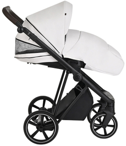 Детская коляска Roan Sol Кожа 3 в 1 с автокреслом Tutis Elo Lux Black RSL/2024 White/Black/руч.Тем.коричневый