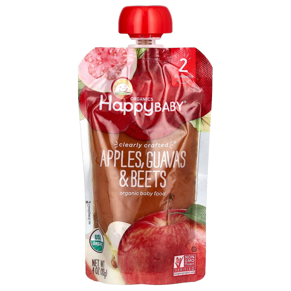 Happy Family Organics, Happy Baby, органическое детское питание, от 6 месяцев, яблоки, гуава и свекла, 113 г (4 унции)