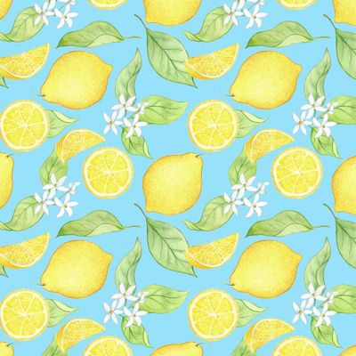 летний яркий принт с лимонами