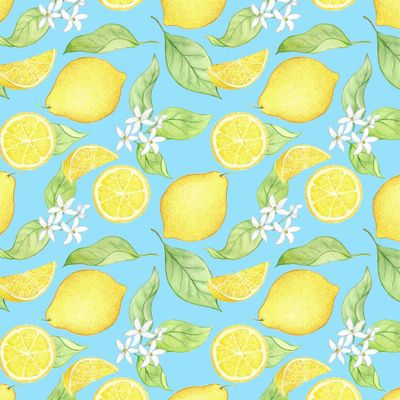 летний яркий принт с лимонами