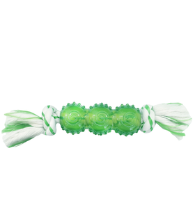 CanineClean игрушка для собак Палочка синтетическая резина с канатом 25см с ароматом мяты (зеленый)