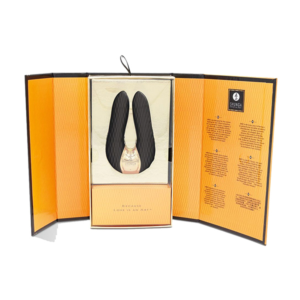 Черный двойной вибростимулятор 10,8см с двумя моторами Shunga AIKO SH-AIKO-204