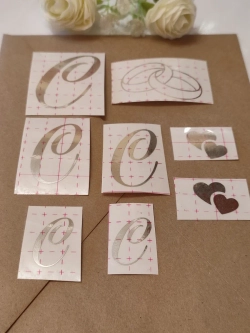Наклейки свадебные буквы бутылки и бокалы инициалы " С "