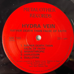 Винтажная виниловая пластинка LP Hydra Vein Rather Death Than False Of Faith (UK 1988)