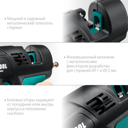 KRAFTOOL Industrial 400, d 11 - 12 мм, 50 г/мин, 130 - 230°C, электрический термоклеевой пистолет (06843-300-12)