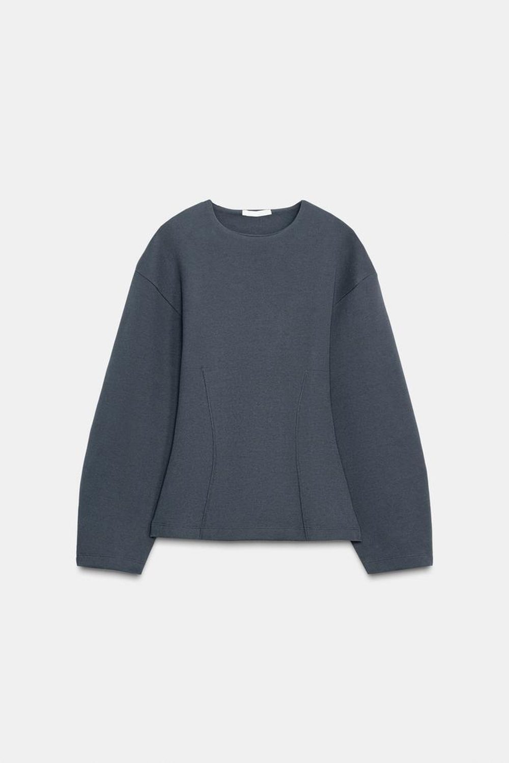 ZARA ТОП ИЗ ИНТЕРЛОКА СО СКЛАДКАМИ, ТЕМНО-СЕРЫЙ