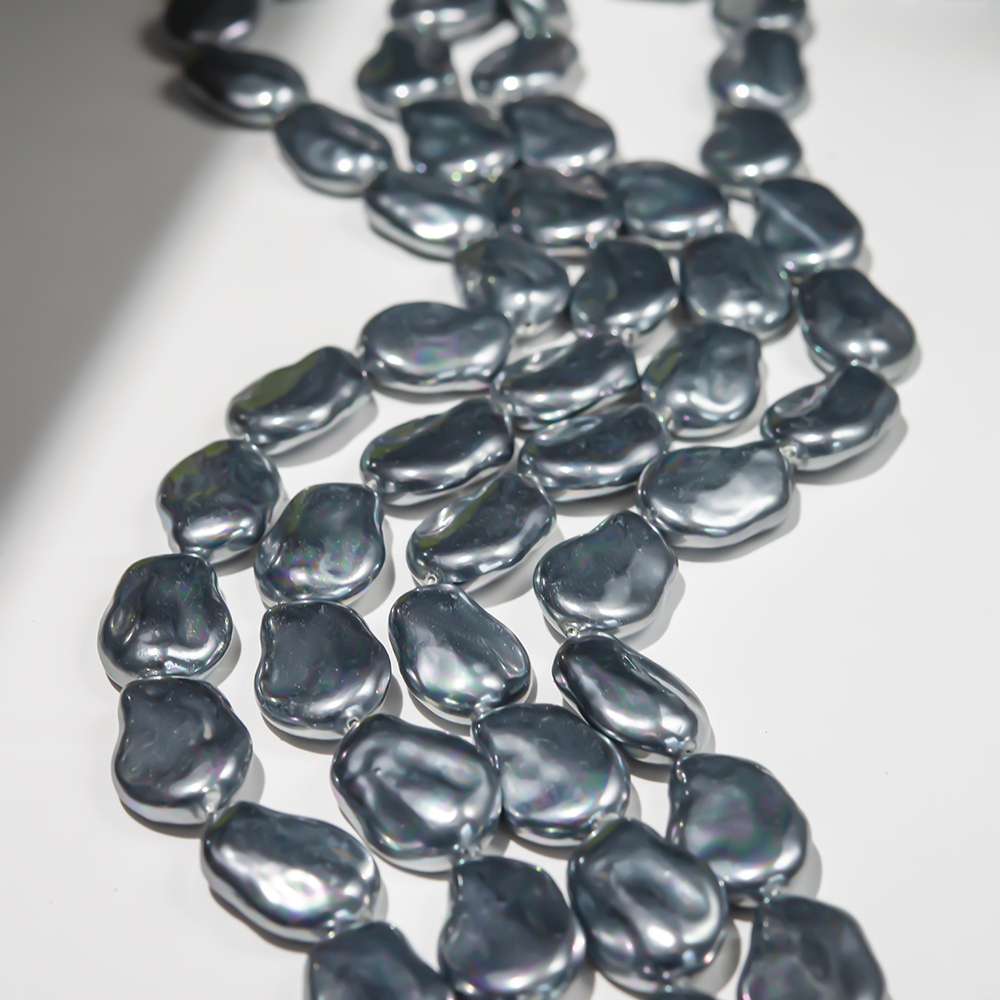 Хрустальный жемчуг в форме вытянутой монетки, темно-серый, 24*17мм