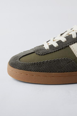 ZARA КОМБИНИРОВАННЫЕ КРОССОВКИ, ЗЕЛЕНЫЙ ХАКИ