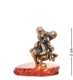 Народные промыслы AM-1833 Фигурка «Мышь-плясунья» (латунь, янтарь)