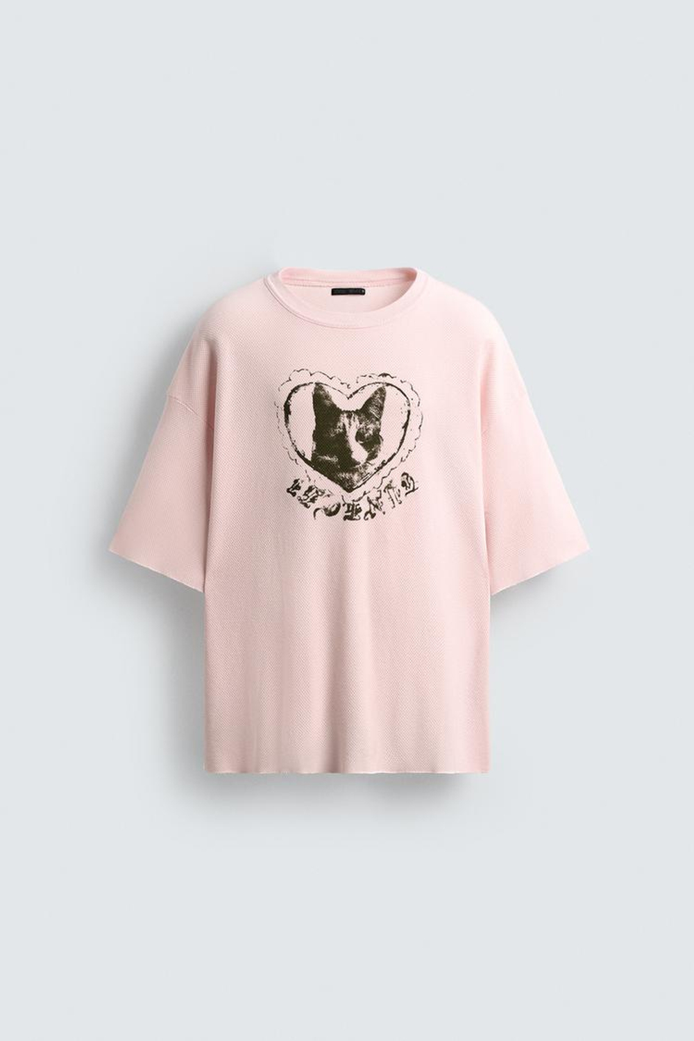 ZARA ФУТБОЛКА С КОНТРАСТНЫМ ПРИНТОМ, ЦВЕТ РОЗОВОГО ДЕРЕВА