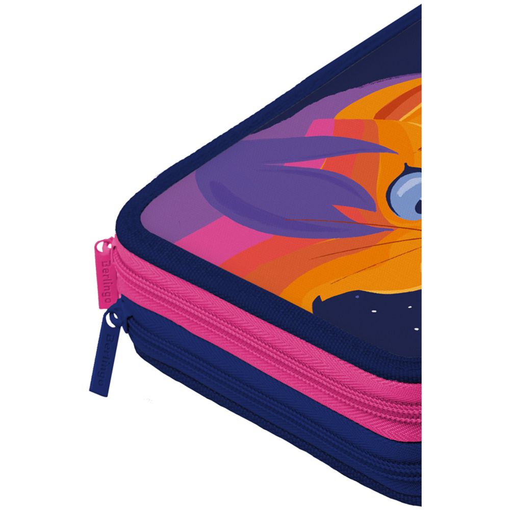 Пенал 2 отделения, 200*140*45 Berlingo "Surprised cat 2", полиэстер