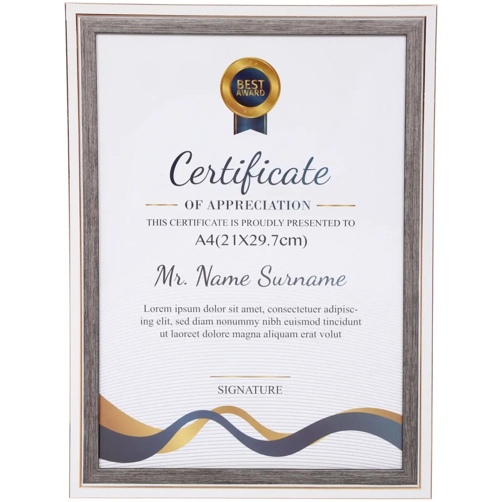 Фоторамка 30*21см «Дипломат» белая с серым, пластик