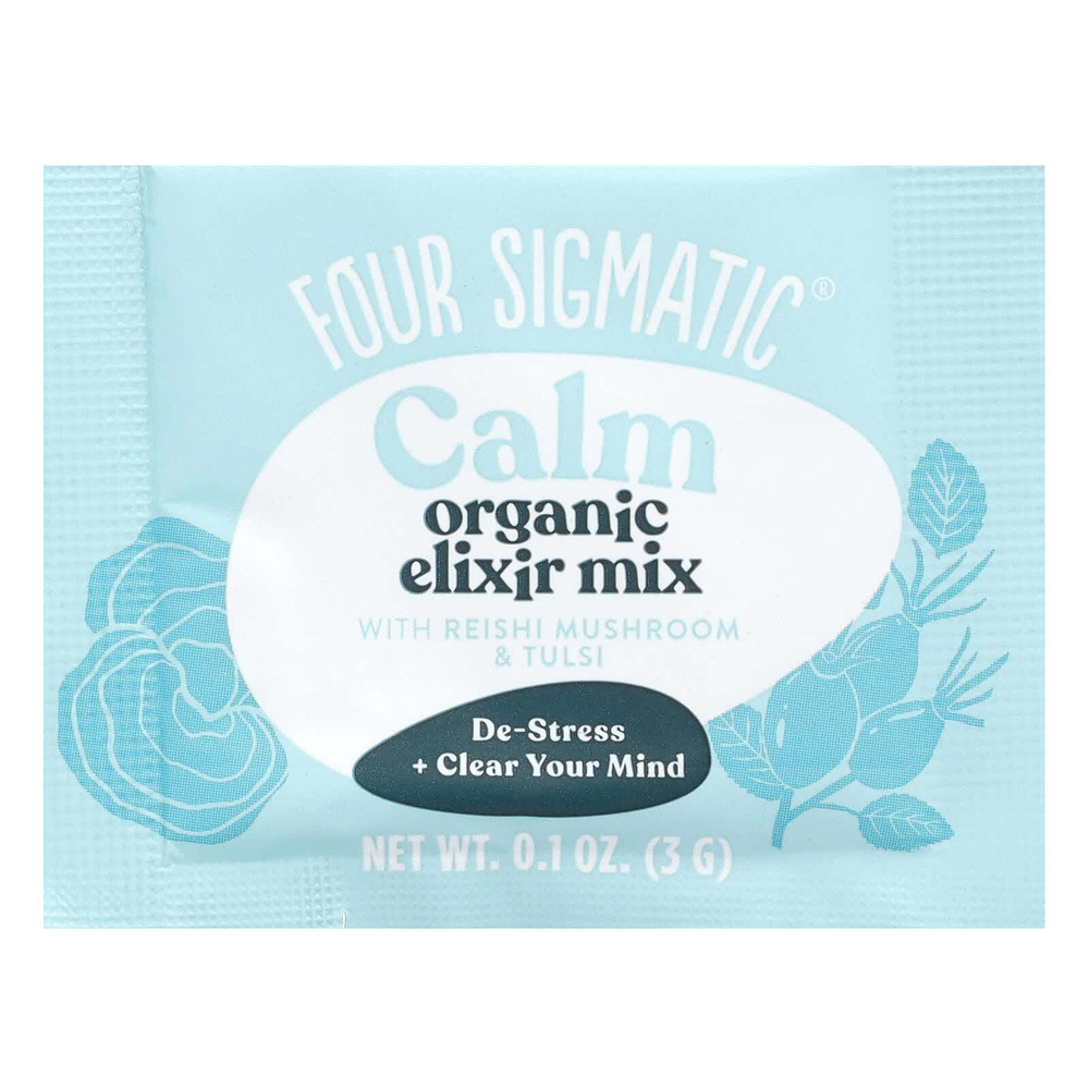 Four Sigmatic, Calm, органическая смесь эликсира с грибами рейши и тулси, без кофеина, 20 пакетиков по 3 г (0,1 унции)