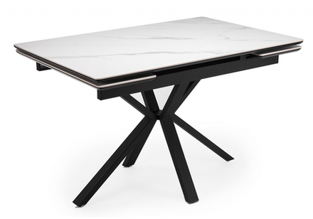 Керамический стол Woodville Старлайт 120(180)х80 snow alpin, черный, ножки черные